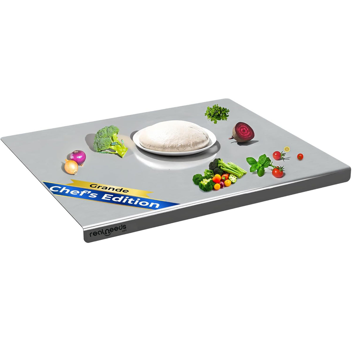 Stainless Steel Chopping Board for Kitchen - 42x32 cm | Durable, Safe, Healthy Worktop for Vegetables & Fruits - Realneedscart